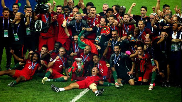 Portugal celebrate their Euro 2016 triumph.