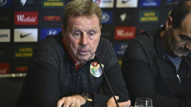 Interim Jordan manager Harry Redknapp speaks at the pre-match press conference in Sydney.