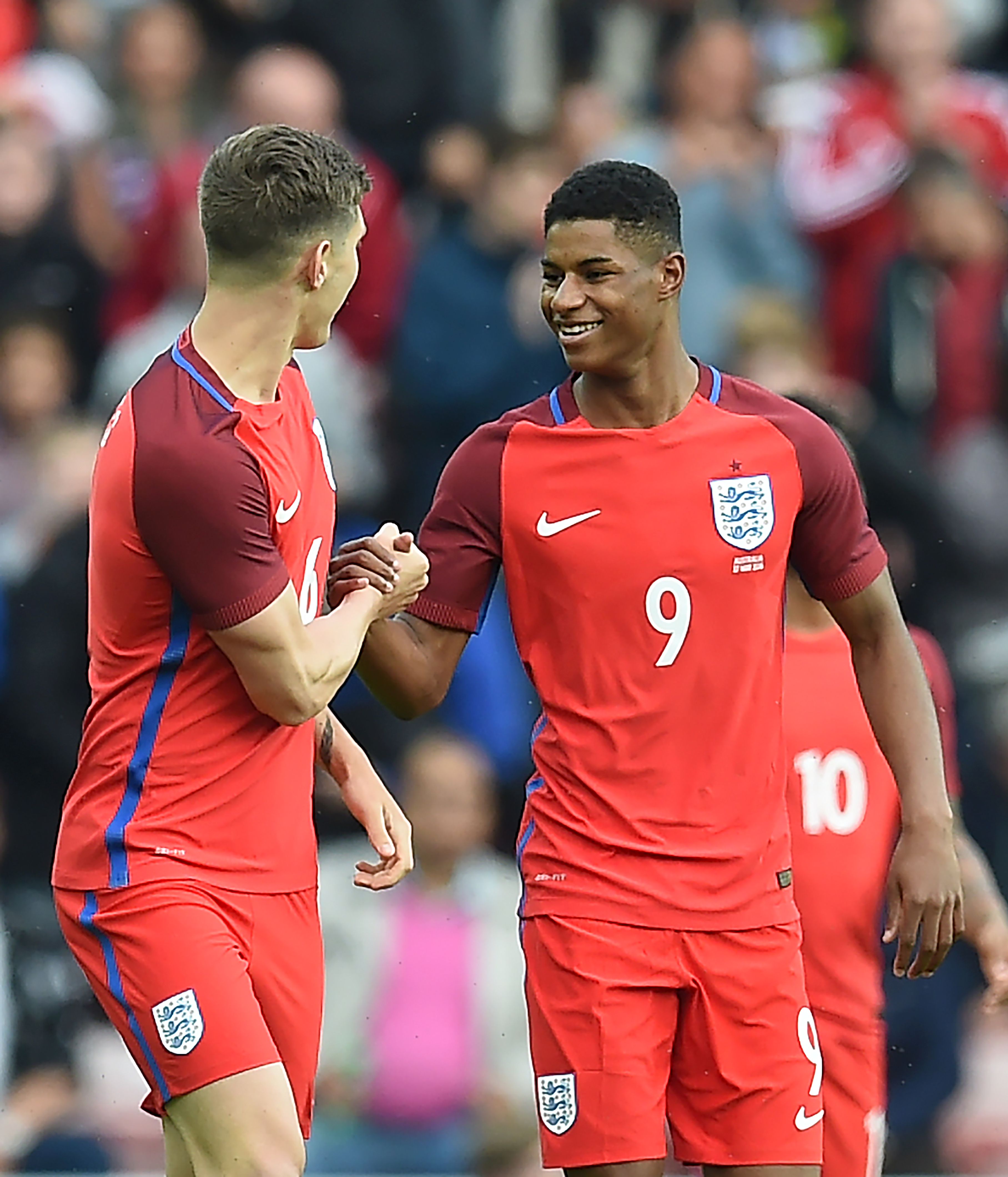 England got off to the perfect start with Marcus Rashford finding the net with a volley in just the third minute.
