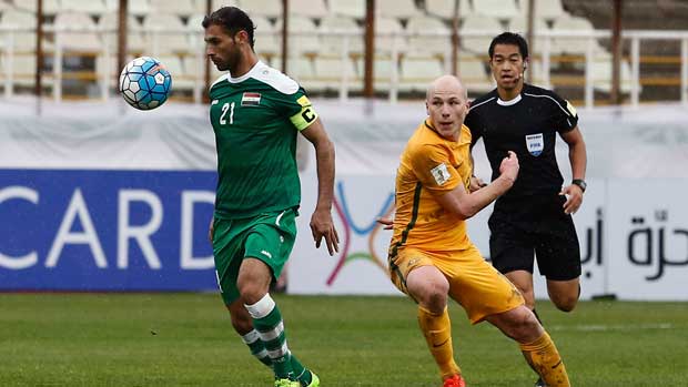 Caltex Socceroo midfielder Aaron Mooy against Iraq.