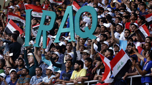 Iraqi football fans support their national team.