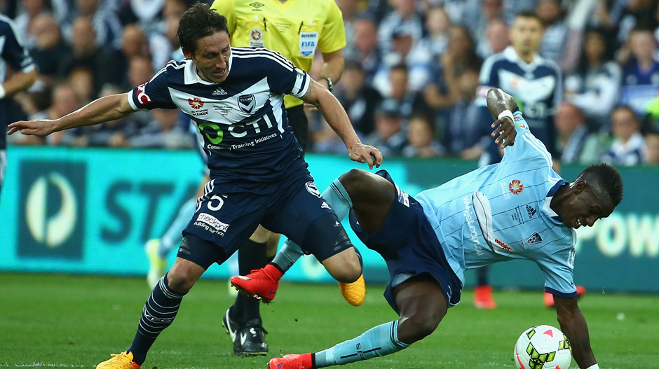 8. Mark Milligan: Melbourne Victory, 69 tackles in total with 82.6 percent won = 57 tackles won