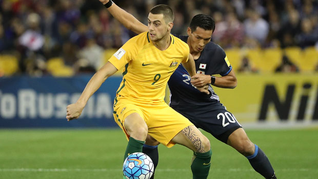 Tomi Juric in action for the Caltex Socceroos against Japan in October.
