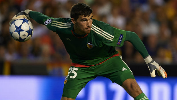 Goalkeeper Mat Ryan in possession for Valencia during their UEFA Champions League tie against Monaco.