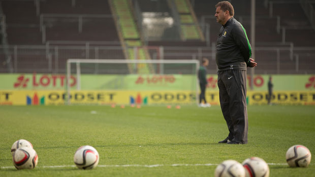 Coach Ange Postecoglou oversees training ahead of Germany clash