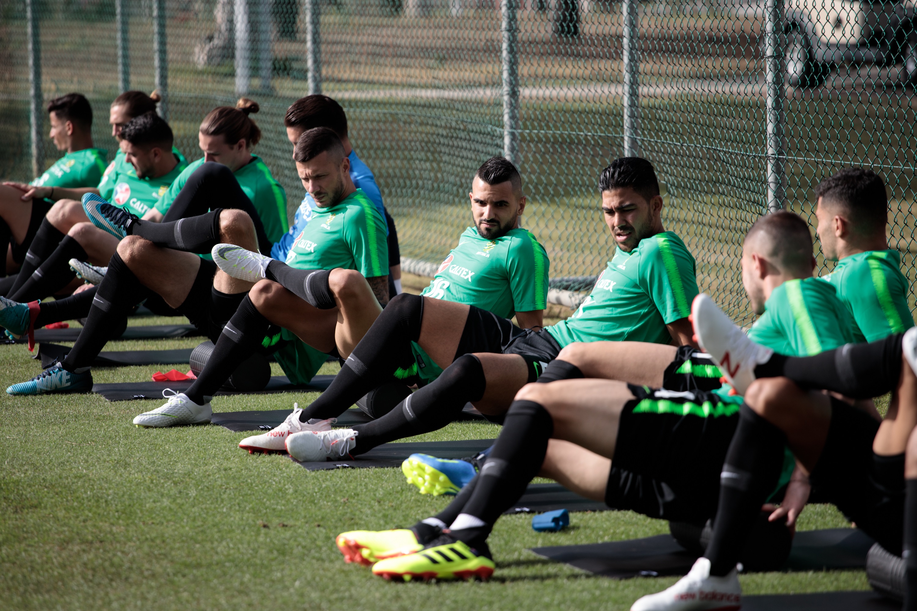Socceroos players before training Socceroos players before training