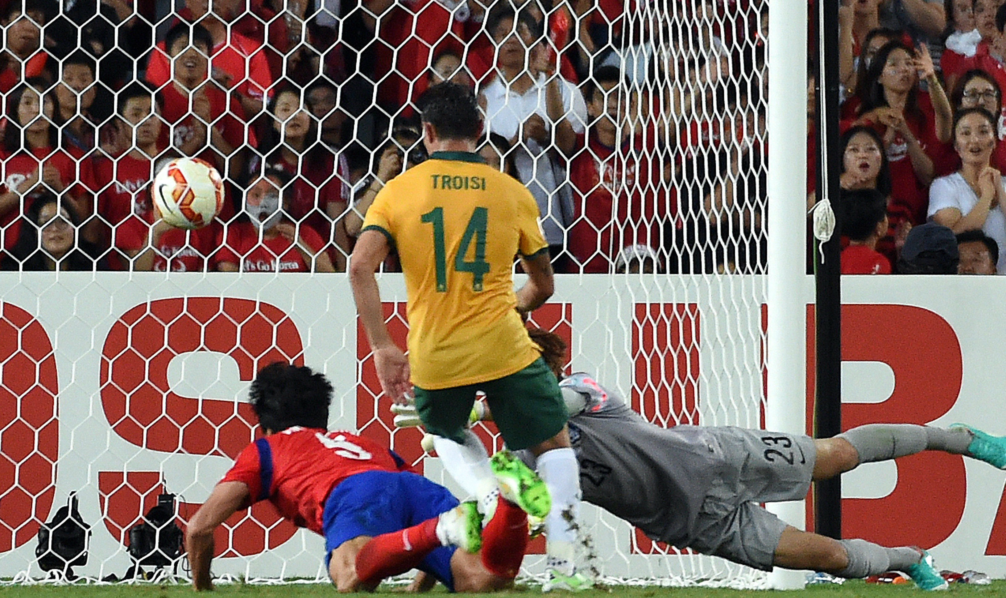 The moment. James Troisi sweeps home the winning goal against South Korea. The moment. James Troisi sweeps home the winning goal against South Korea.