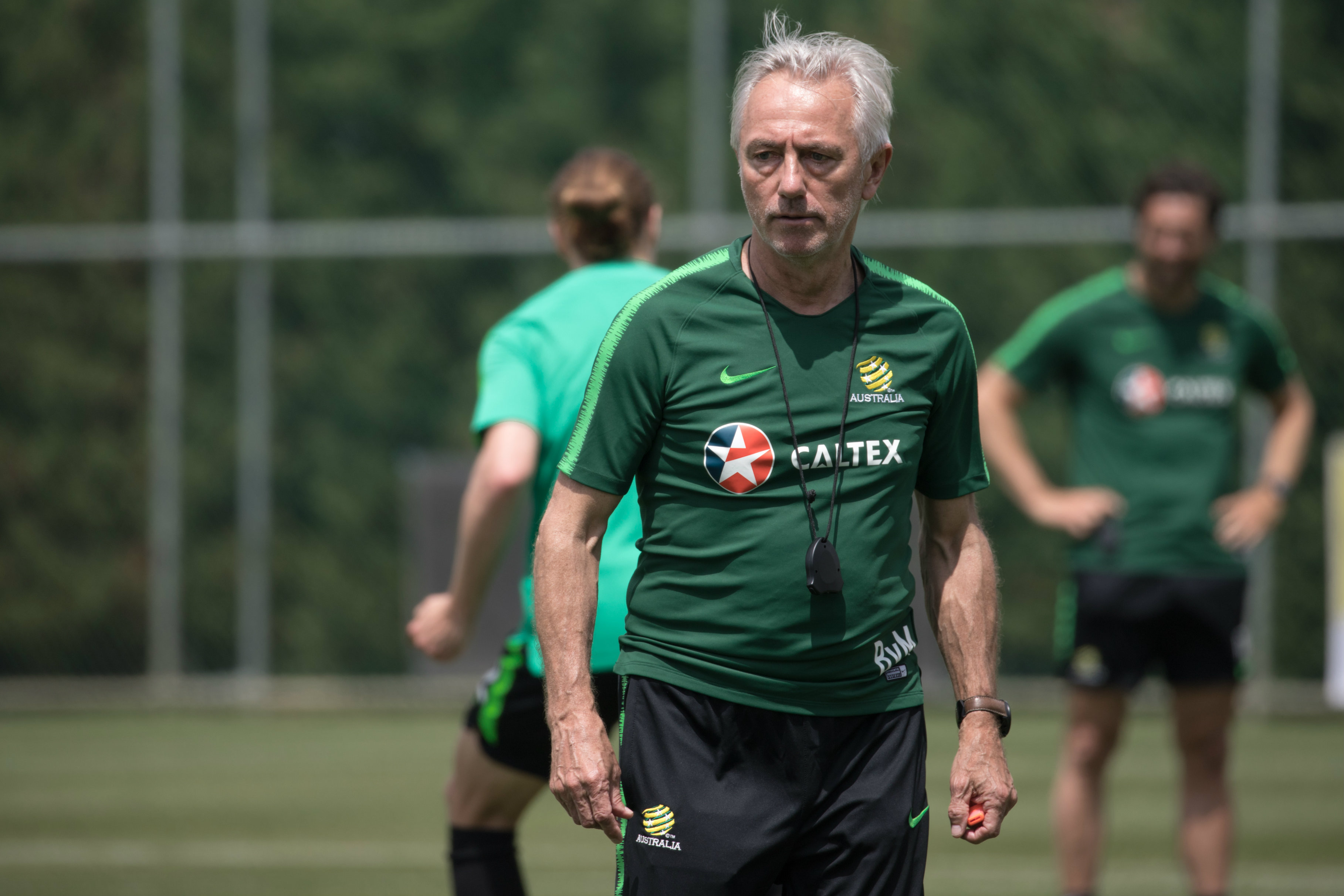 Caltex Socceroos boss Bert van Marwijk keeps a close eye on the session. Caltex Socceroos boss Bert van Marwijk keeps a close eye on the session.