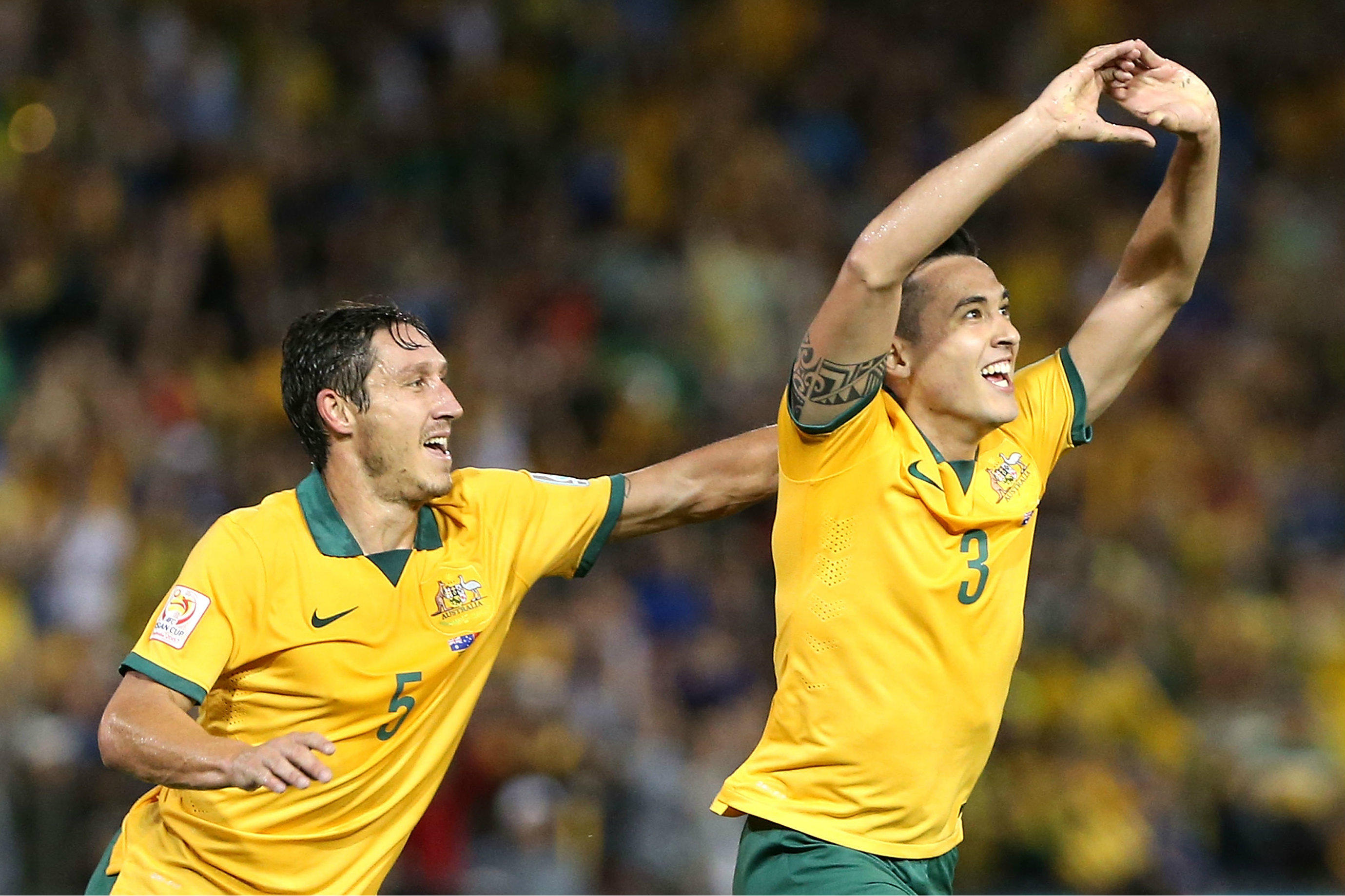 Jason Davidson celebrates his semi-final goal at the 2015 Asian Cup. Jason Davidson celebrates his semi-final goal at the 2015 Asian Cup.