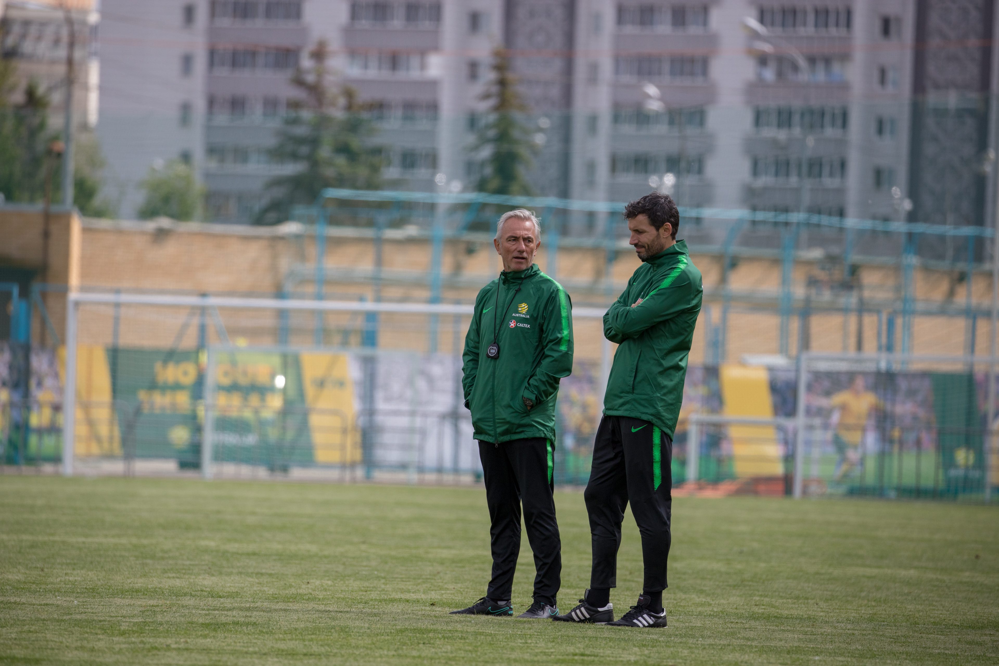 Bert van Marwijk and Mark van Bommel watch on Bert van Marwijk and Mark van Bommel watch on
