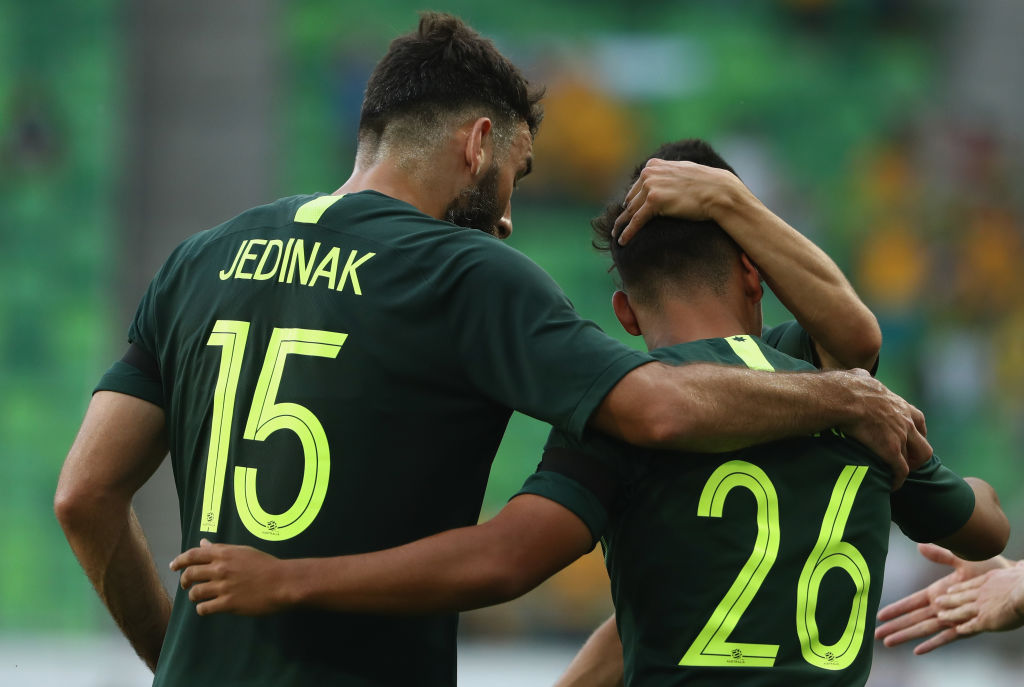 Daniel Arzani celebrates v Hungary Daniel Arzani celebrates v Hungary