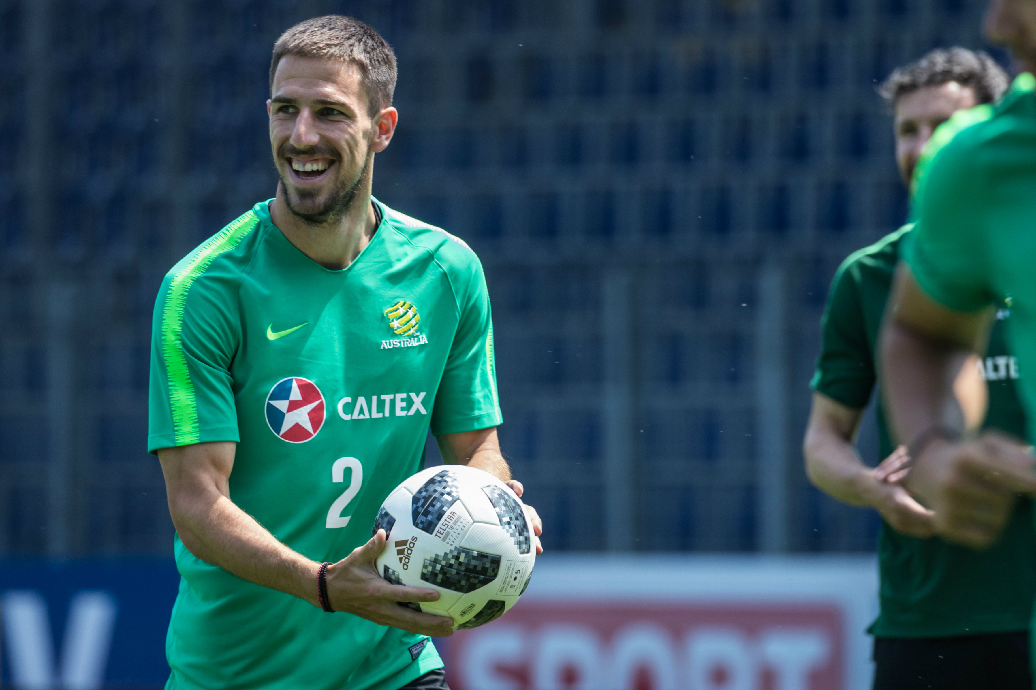 Defender Milos Degenek enjoys a lighter moment. Defender Milos Degenek enjoys a lighter moment.
