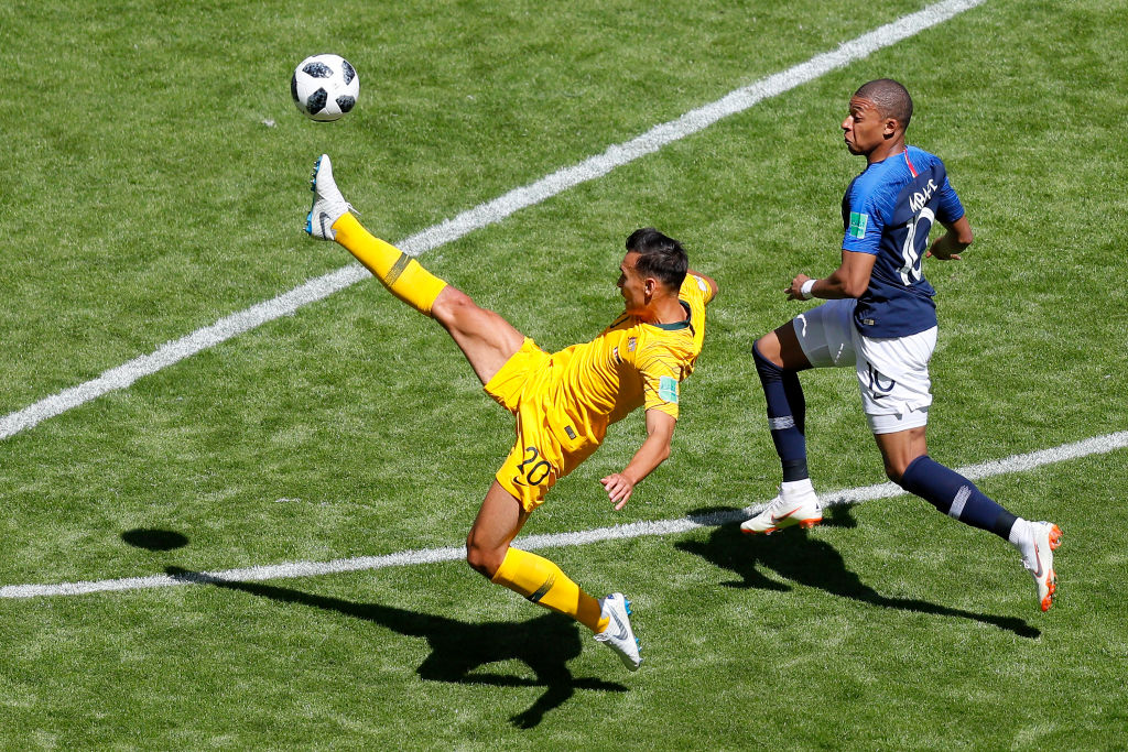 Trent Sainsbury in action at the 2018 FIFA World Cup against France Trent Sainsbury in action at the 2018 FIFA World Cup against France