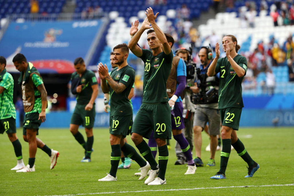 Trent Sainsbury in action at the 2018 FIFA World Cup against Denmark Trent Sainsbury in action at the 2018 FIFA World Cup against Denmark
