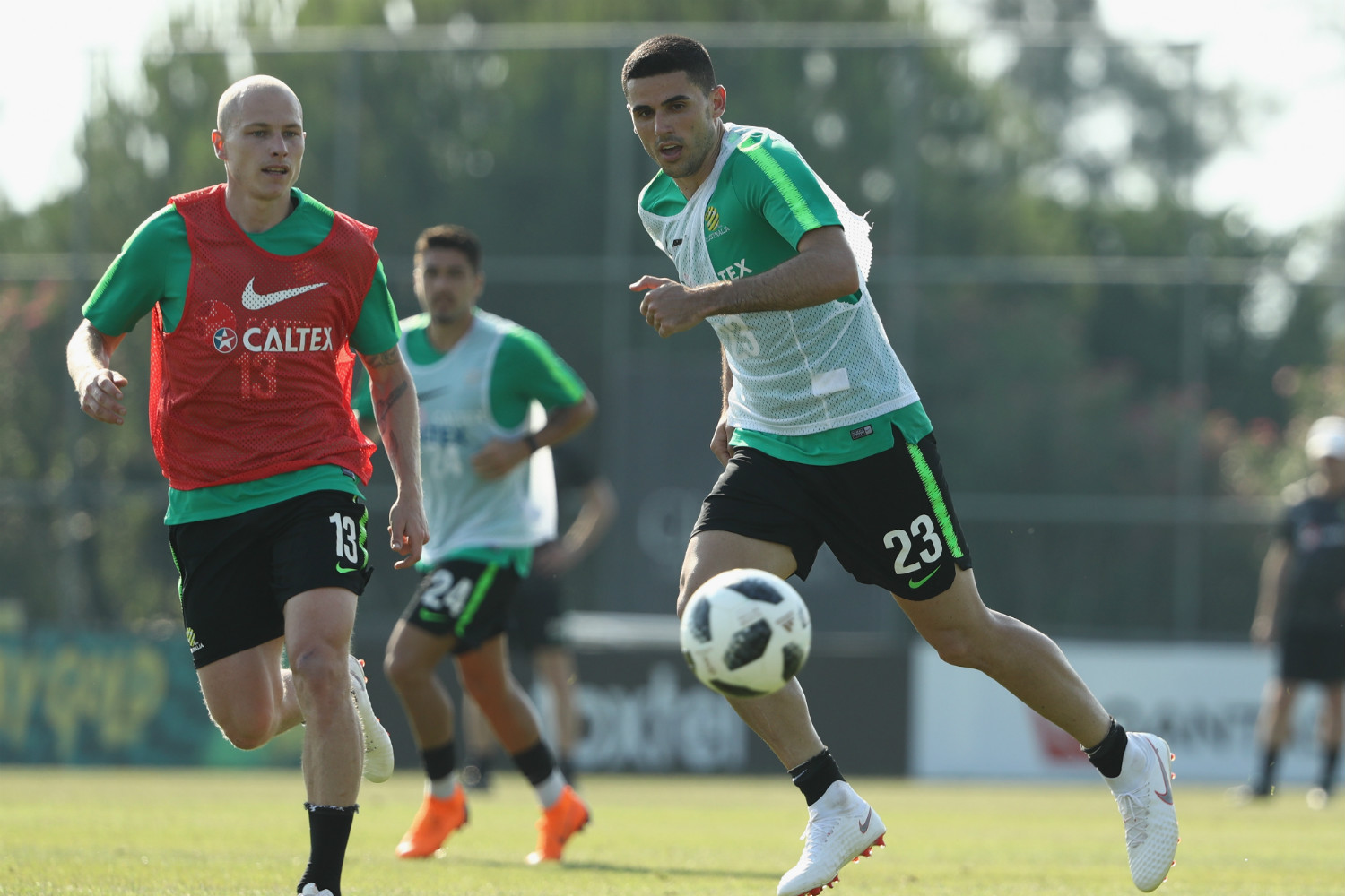 Tommy Rogic and Aaron Mooy in training Tommy Rogic and Aaron Mooy in training
