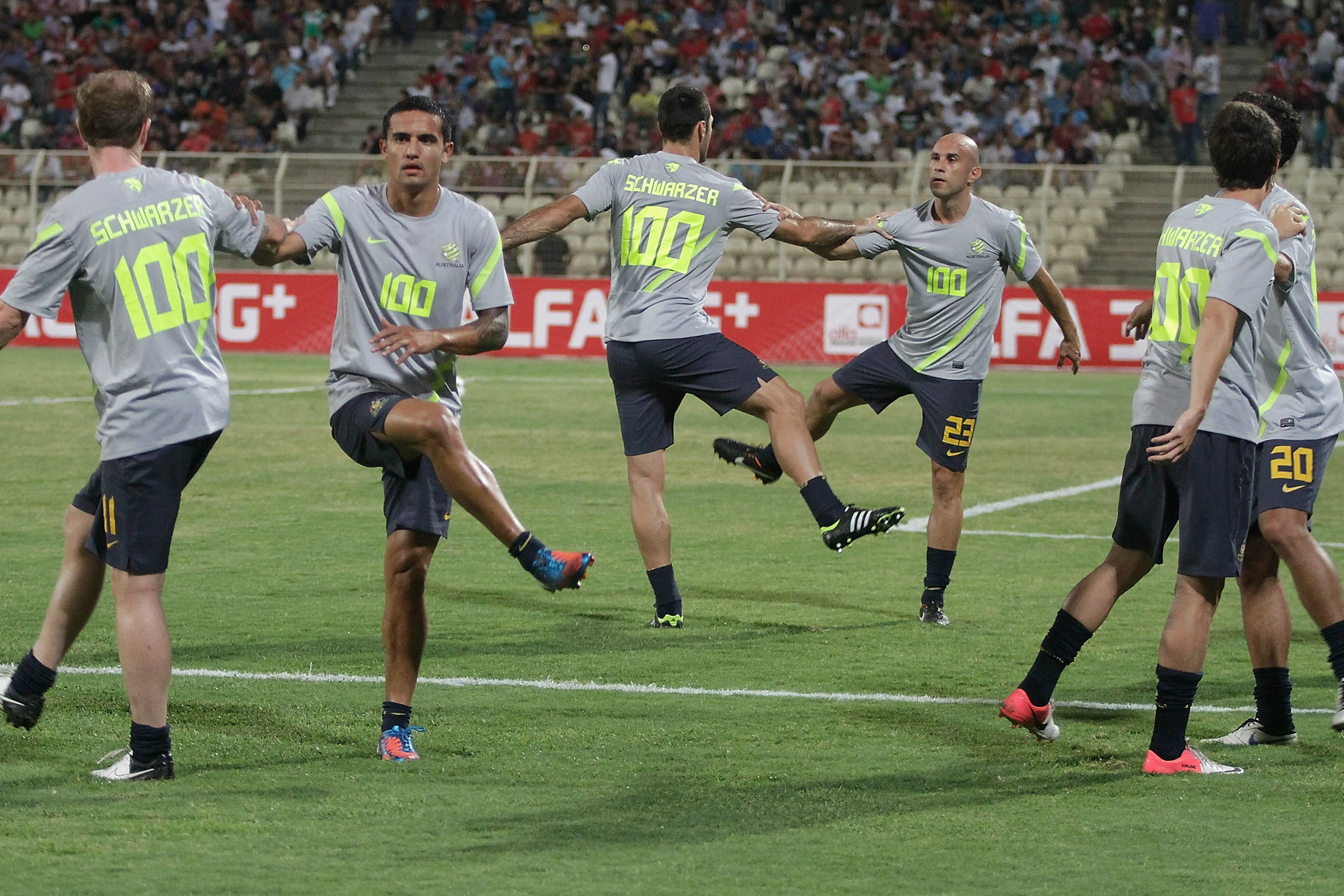 The Caltex Socceroos honour Schwarzer with these special shirts. The Caltex Socceroos honour Schwarzer with these special shirts.