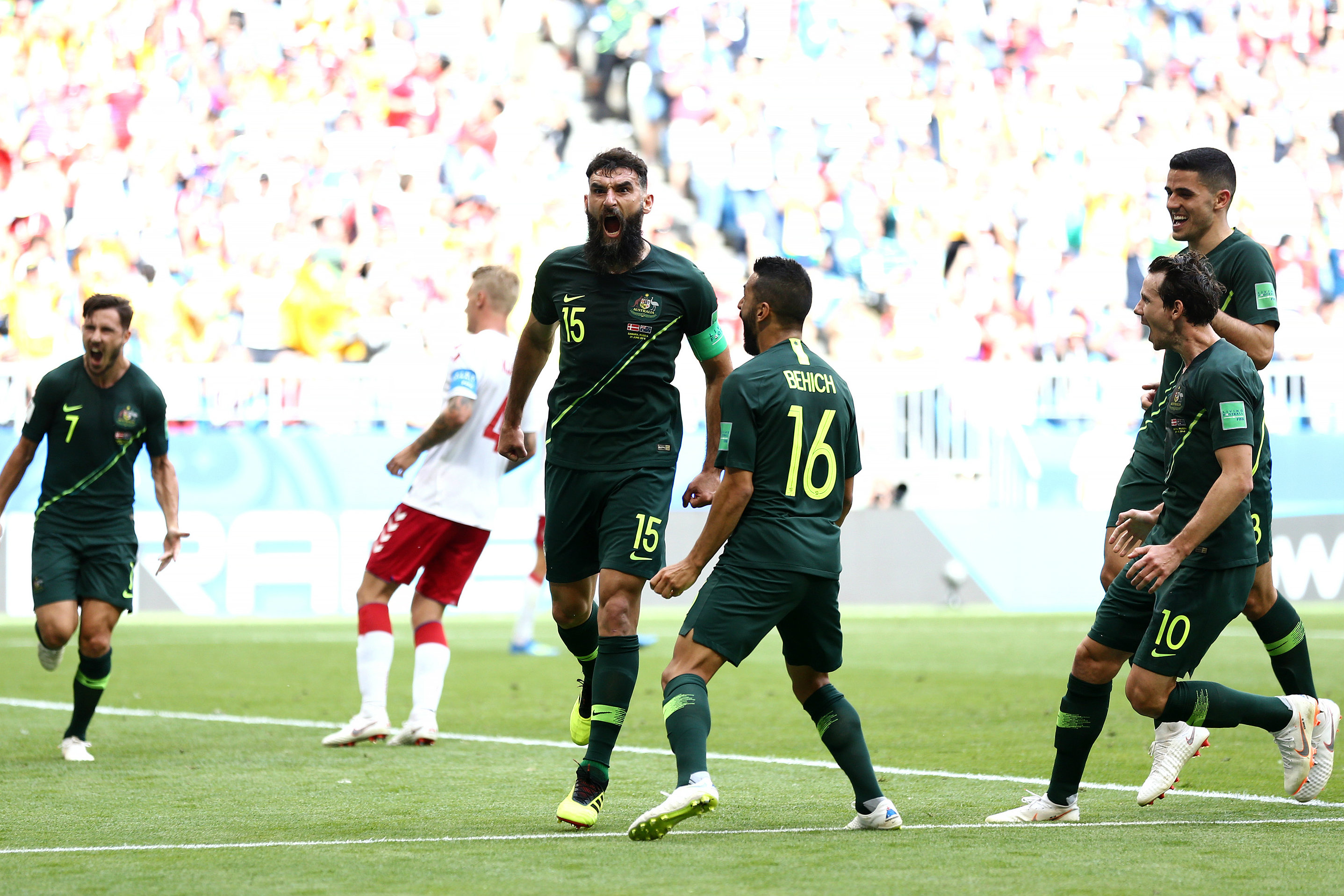 Jedinak found the net again in the following game, a 1-1 draw against Denmark. Jedinak found the net again in the following game, a 1-1 draw against Denmark.