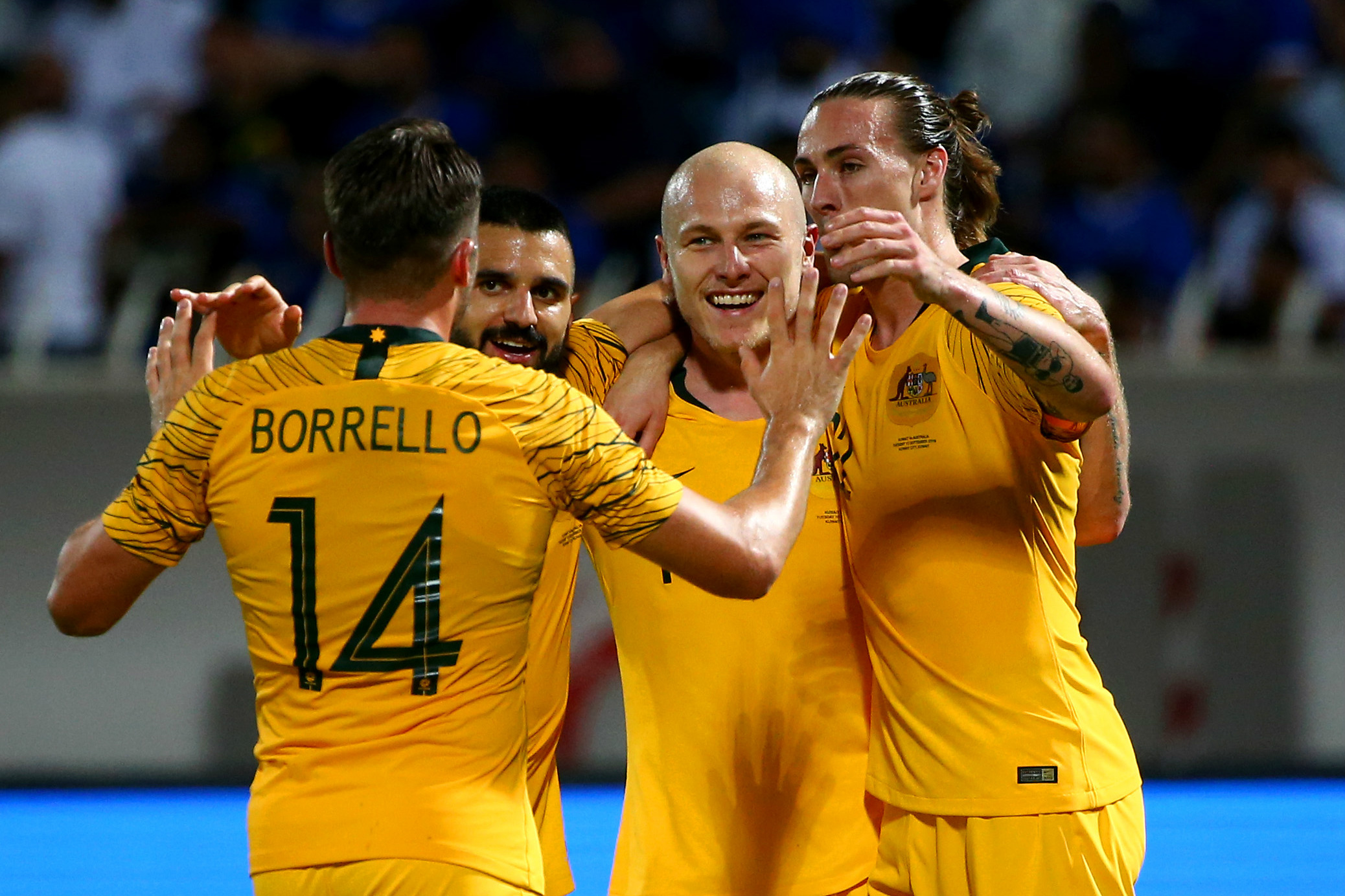 The Caltex Socceroos celebrate a goal The Caltex Socceroos celebrate a goal
