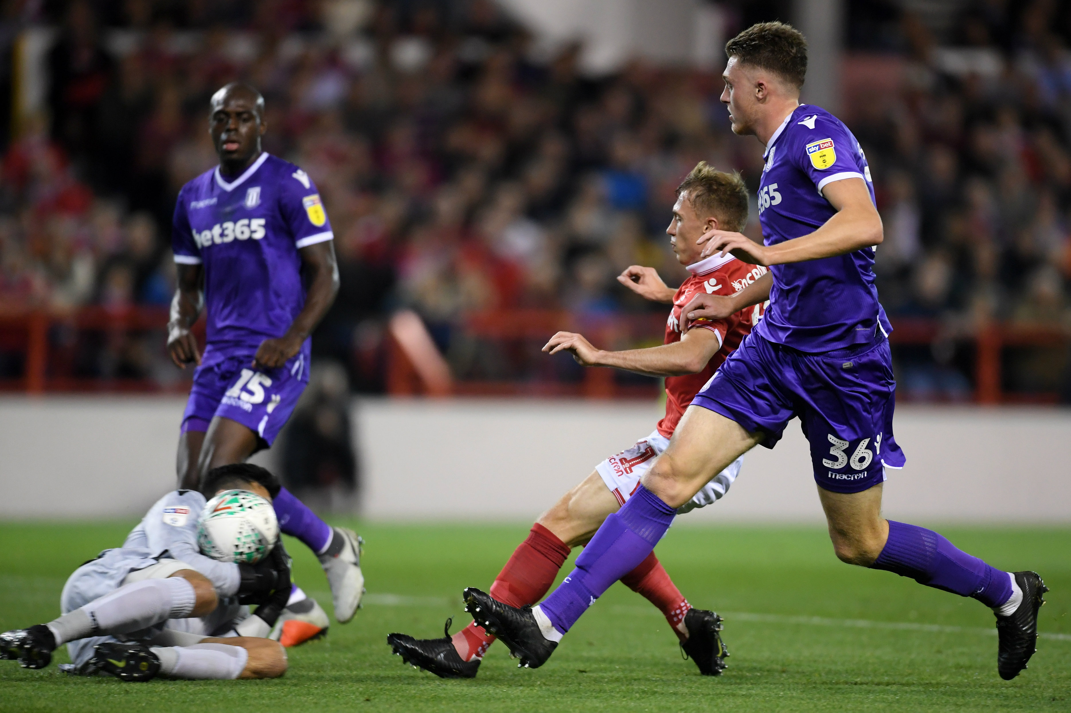 Adam Federici makes a save as Harry Souttar puts pressure on a Nottingham Forest attacker in the League Cup Adam Federici makes a save as Harry Souttar puts pressure on a Nottingham Forest attacker in the League Cup