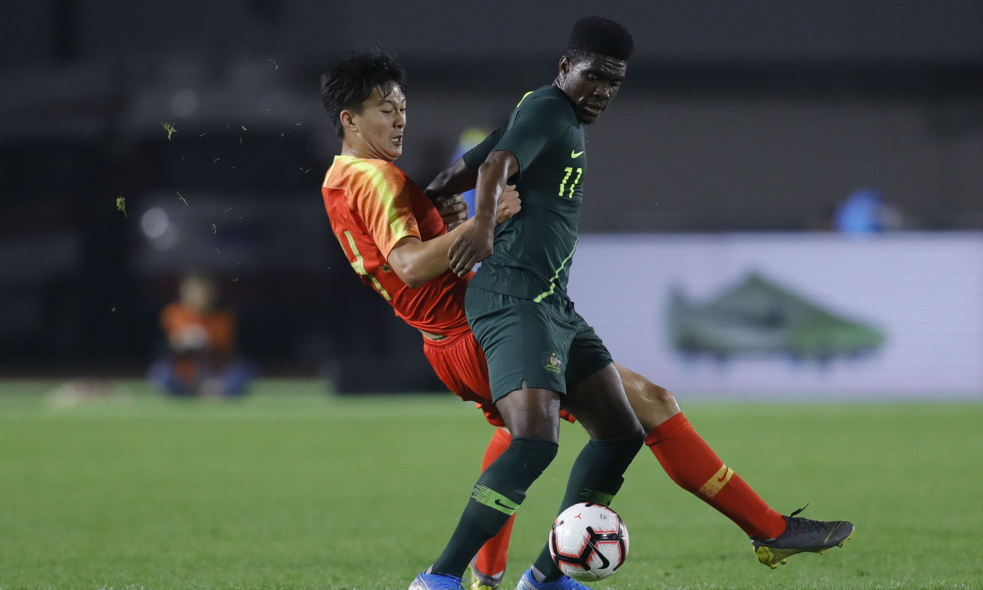 Al Hassan Toure in action for Australia U-23 against China U-23 Al Hassan Toure in action for Australia U-23 against China U-23