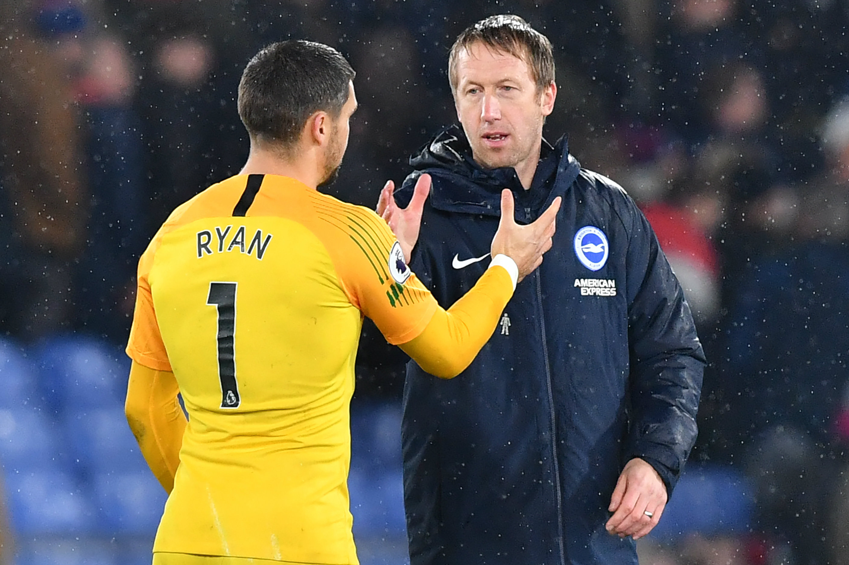 Maty Ryan and Graham Potter congratulate each other after a recent EPL game Maty Ryan and Graham Potter congratulate each other after a recent EPL game