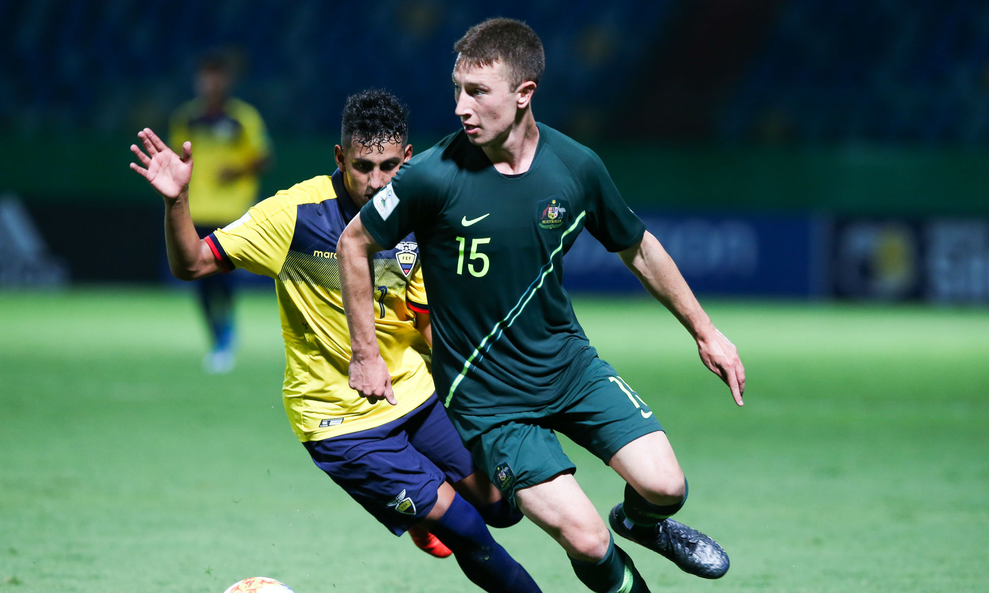 Sydney FC defender Anton Mlinaric on the ball against Ecuador at the FIFA U-17 World Cup Sydney FC defender Anton Mlinaric on the ball against Ecuador at the FIFA U-17 World Cup