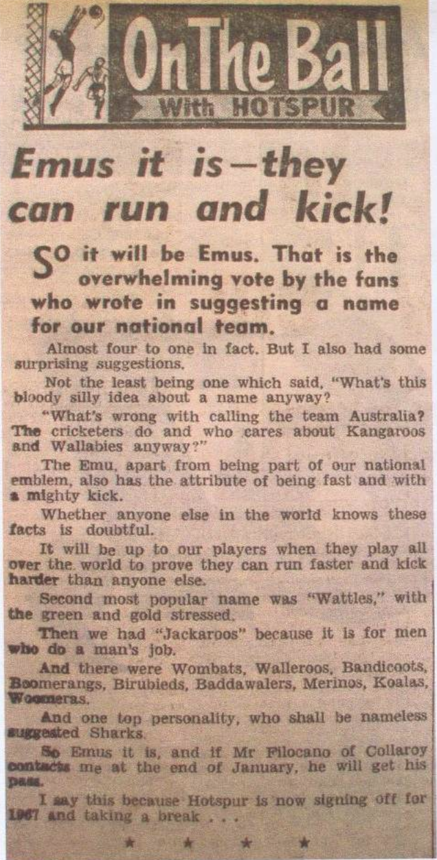 Hotspur Socceroos Name Hotspur Socceroos Name