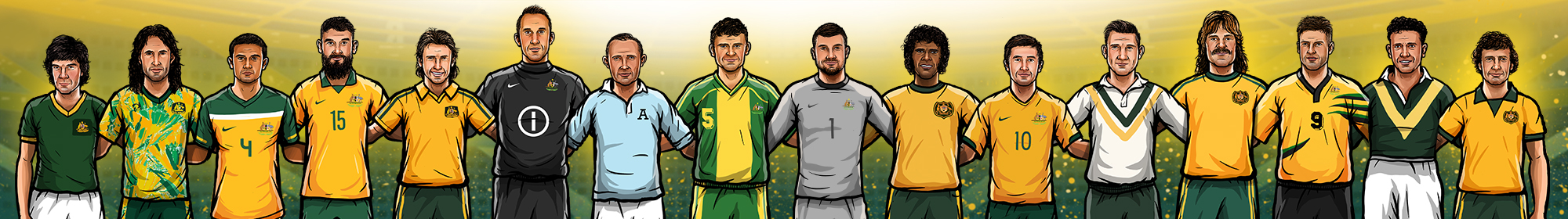 Socceroos 100 Years Illustration Thin Banner Socceroos 100 Years Illustration Thin Banner