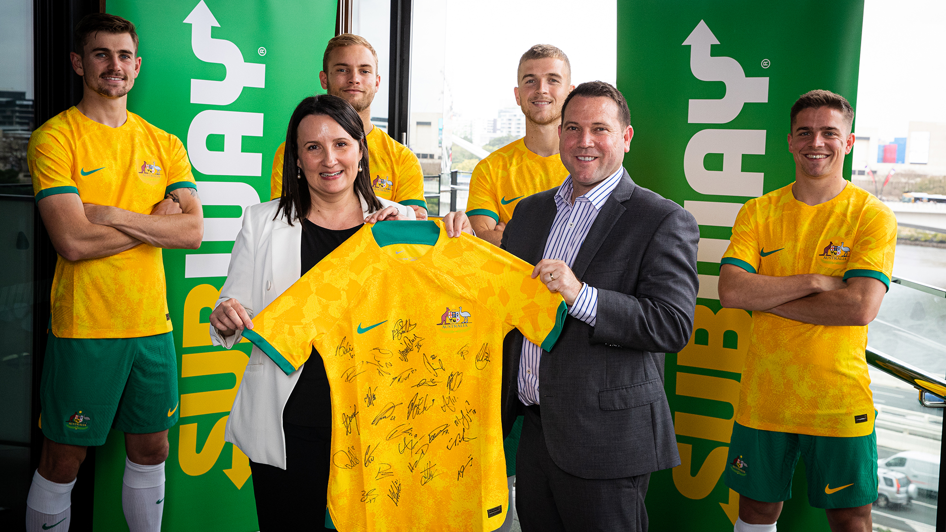 James Johnson and Socceroos with Subway Football Australia and Socceroos score fresh partnership with Subway