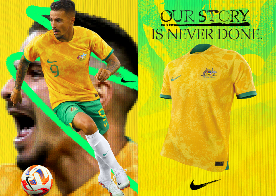 Socceroos Jamie Maclaren new home jersey 2022 tile Socceroos Jamie Maclaren new home jersey 2022