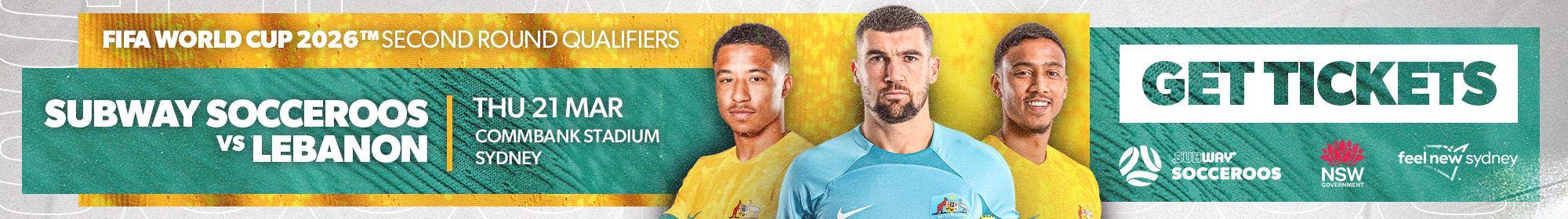 Get Tickets banner Australia v Lebanon