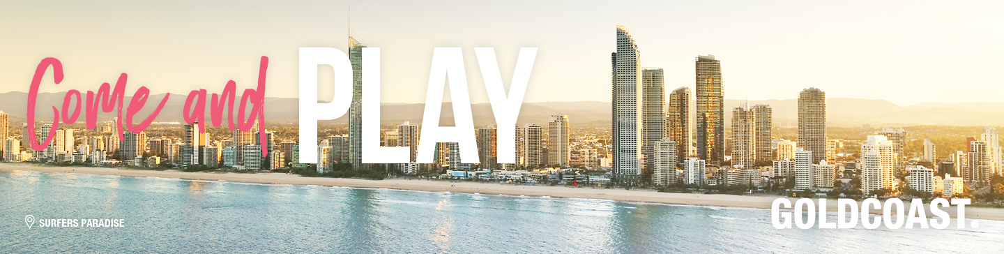 Come and Play Gold Coast Thin Banner
