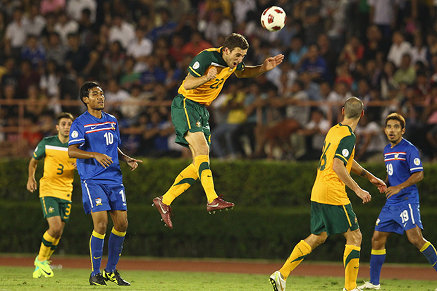 Spiranovic clears the ball against Thailand in Bangkok, 2011. Spiranovic clears the ball against Thailand in Bangkok, 2011.