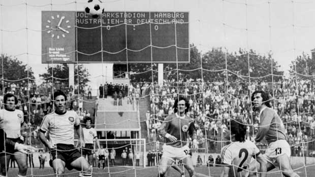 Action from Australia's clash with Germany at the 1974 FIFA World Cup. Action from Australia's clash with Germany at the 1974 FIFA World Cup.