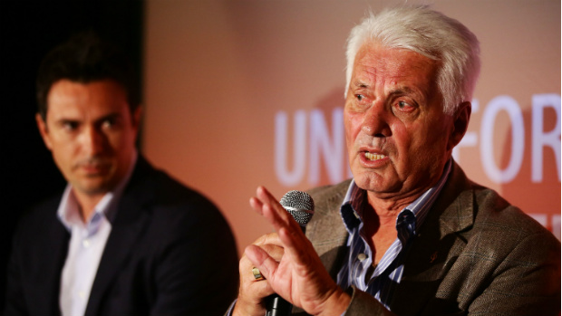 Coach of the 1974 Socceroos Rale Rasic speaking at an Asian Cup event. Coach of the 1974 Socceroos Rale Rasic speaking at an Asian Cup event.
