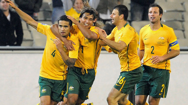 Striker Tim Cahill celebrates scoring against Japan at the MCG in 2009. Striker Tim Cahill celebrates scoring against Japan at the MCG in 2009.