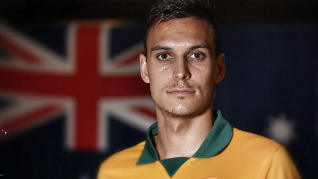 Socceroos defender Trent Sainsbury is photographed during a team portrait session. Socceroos defender Trent Sainsbury is photographed during a team portrait session.