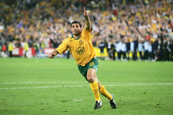 John Aloisi celebrates after scoring the penalty that sent Australia to the 2006 World Cup. John Aloisi celebrates after scoring the penalty that sent Australia to the 2006 World Cup.
