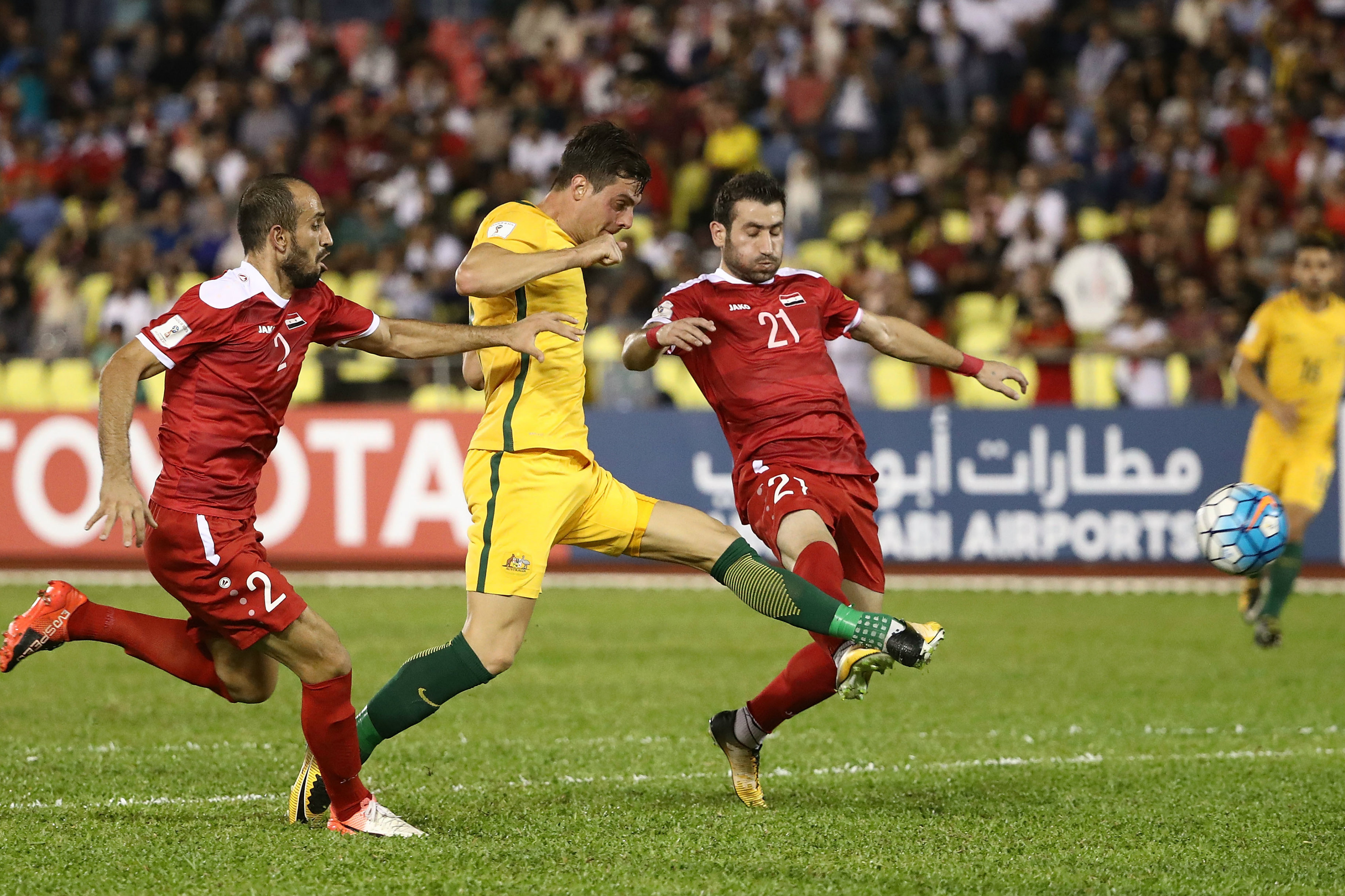 Tomi Juric gets a shot away in the first leg in Malaysia.