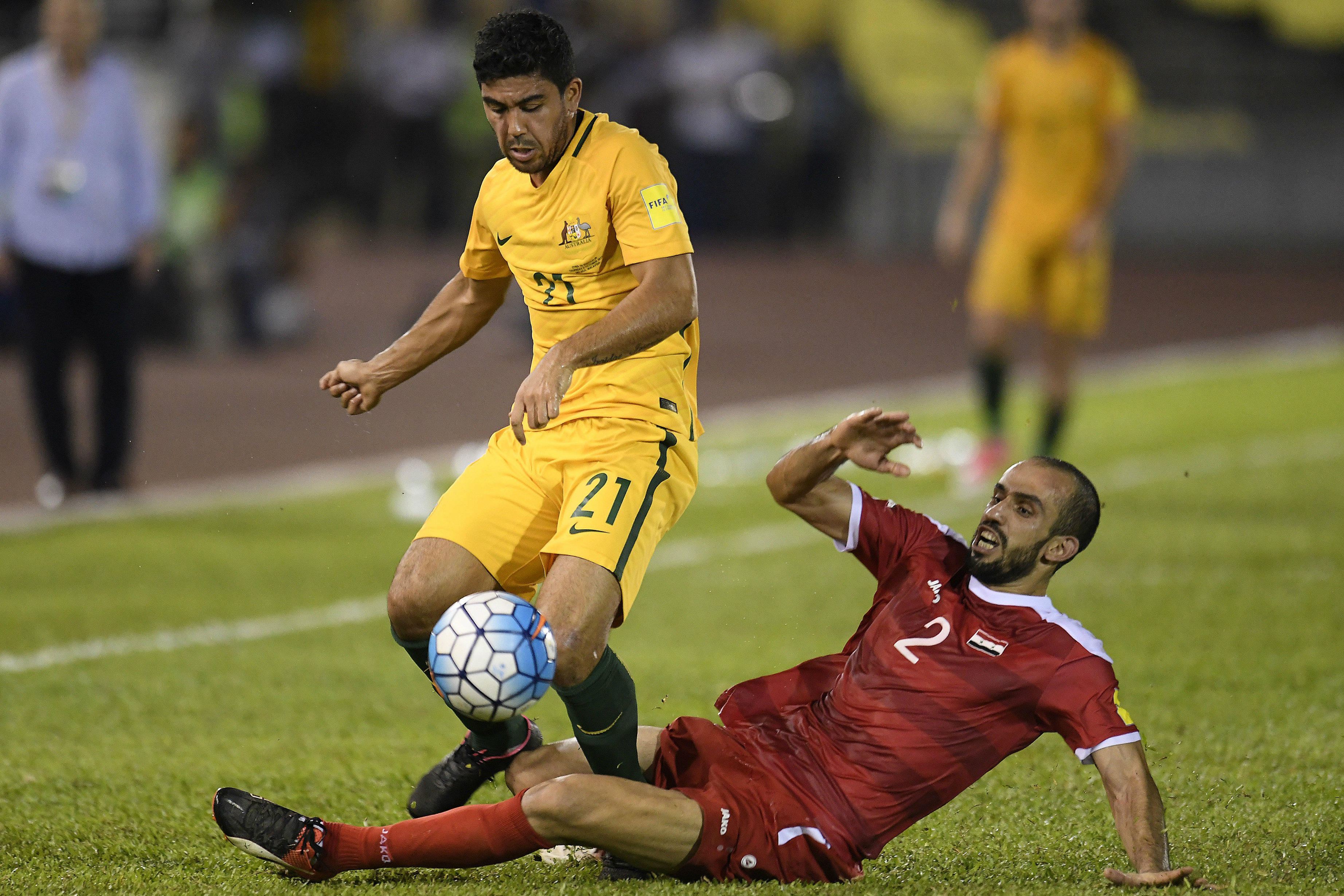 Massimo Luongo on the ball during the tie against Syria.