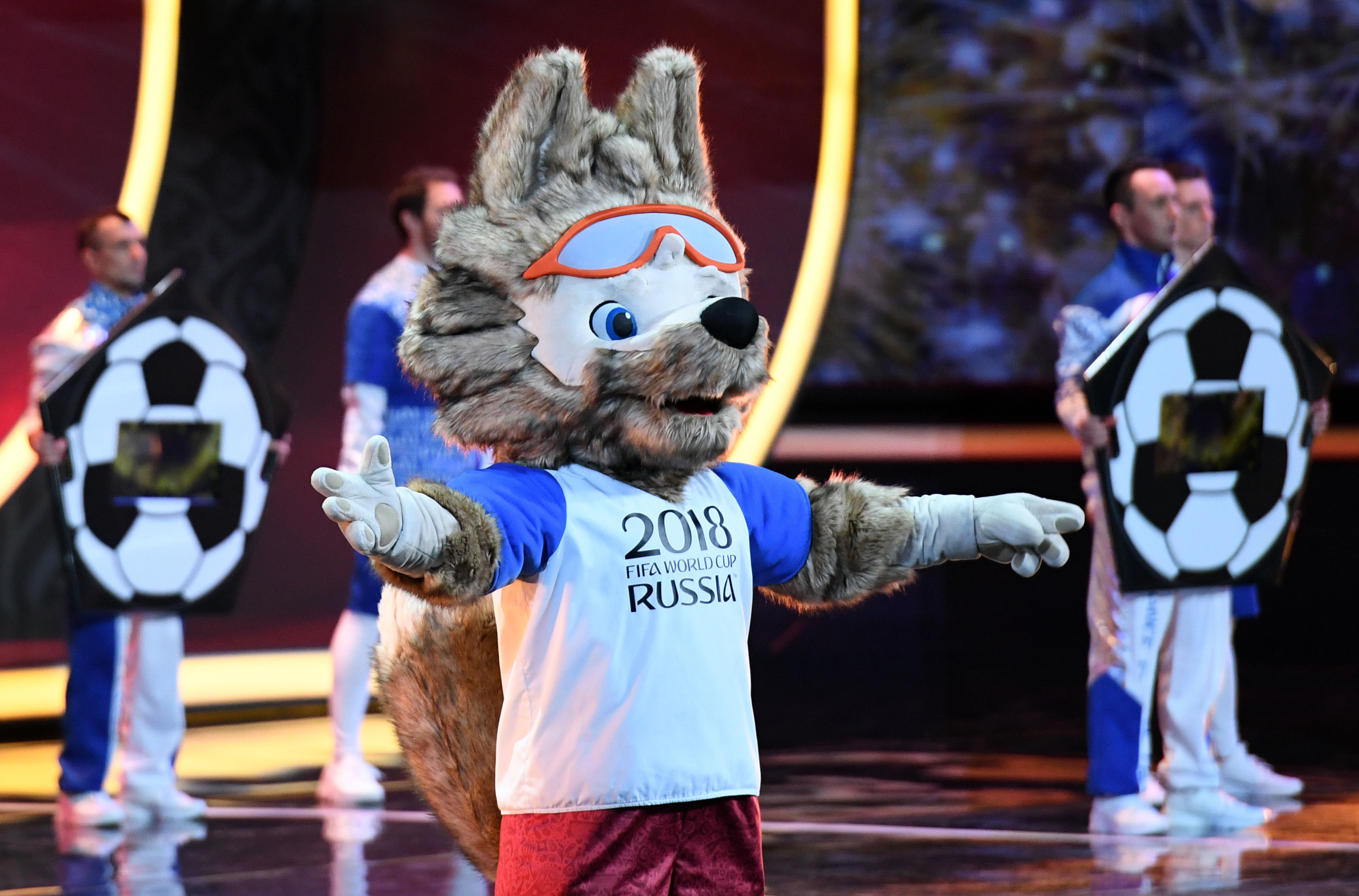 The official World Cup mascot makes an appearance