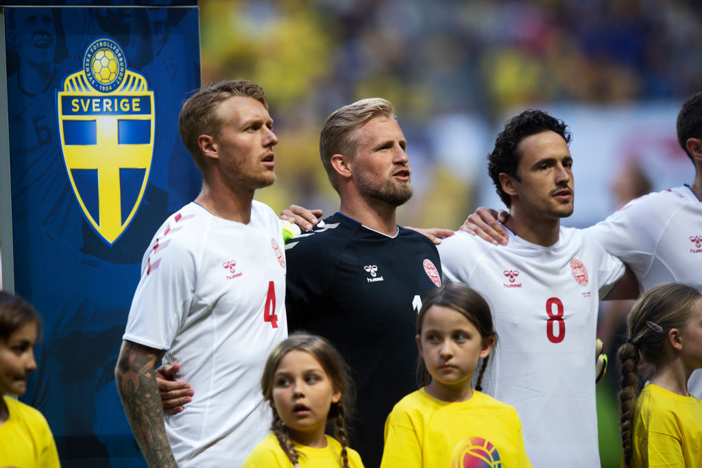 Denmark before their friendly against Sweden