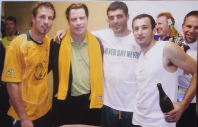 Socceroos with John Travolta – photo taken in 2005