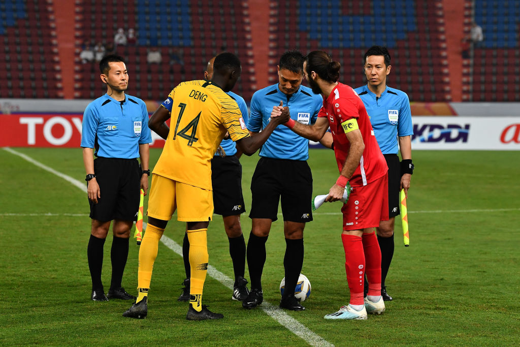 Deng captaining the Australia U-23's at the AFC U-23 Championship in 2020