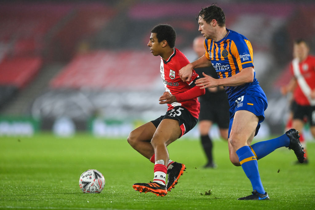 Watts in action for Southampton against Shrewsbury in the FA Cup