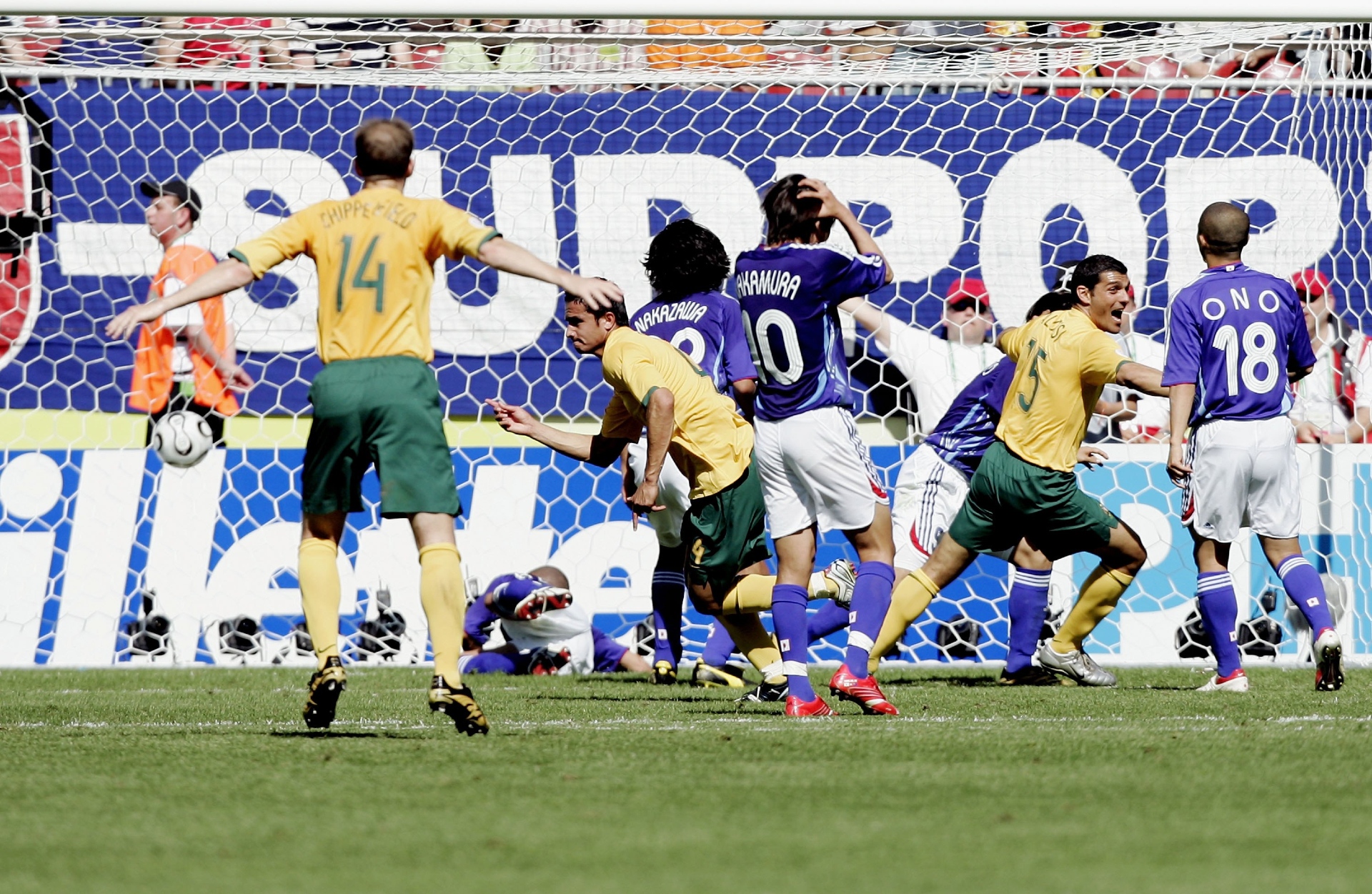 Tim Cahill scores against Japan in the 2006 World Cup