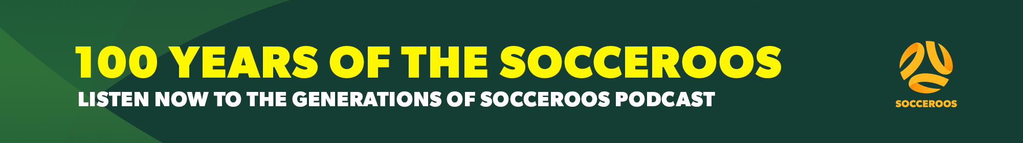 Banner delgado de Podcast de Generaciones de Socceroos