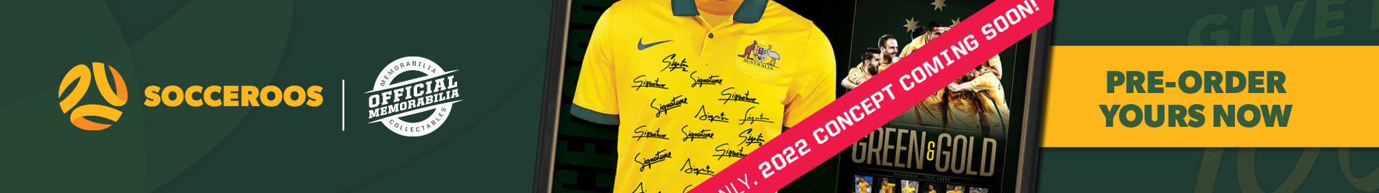 PRE-ORDER SOCCEROOS 2022 WORLD CUP SQUAD SIGNED JERSEY DISPLAY