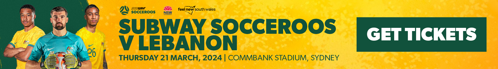 Socceroos vs Lebanon Ticket banner