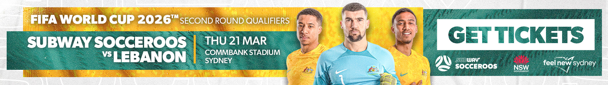 Subway Socceroos v Lebanon - Get Tickets!